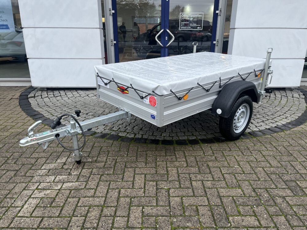 Böckmann TL-AL 2513/75 + Schiebestützen, Flachplane, Stützrad, 750 kg, 252×130×35 cm, Outlet