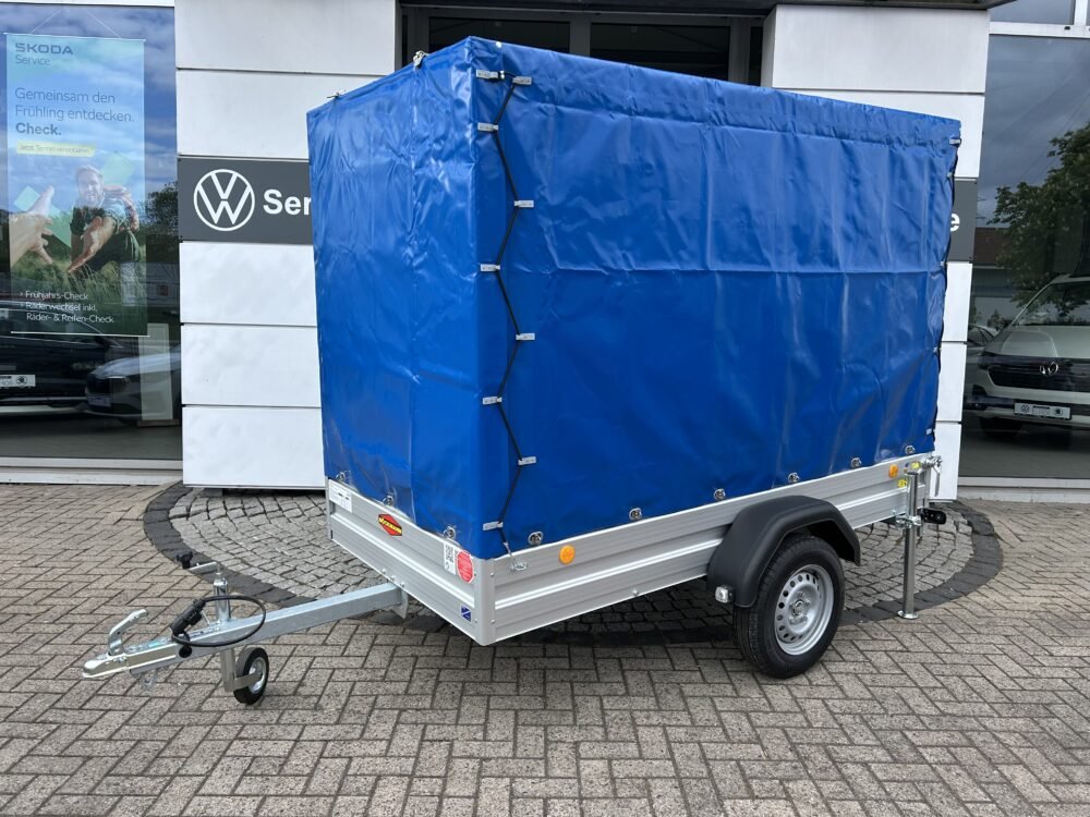 Böckmann TL-AL 2513/75 + 140cm Hochplanen-Set, Schiebestützen, Stützrad, 750 kg, 252×130×35 cm, Outlet
